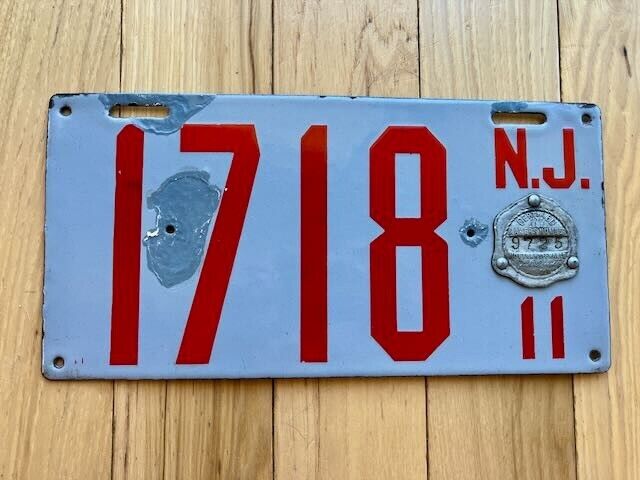 1911 New Jersey License Plate (Some Touch Up Work)