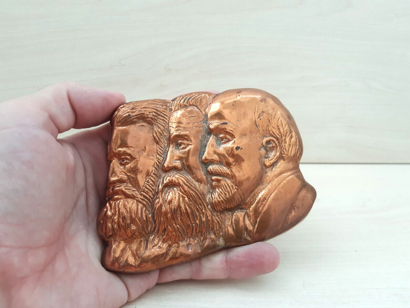 Sculpture Bust Profile Metal Karl Marx Engels and Lenin