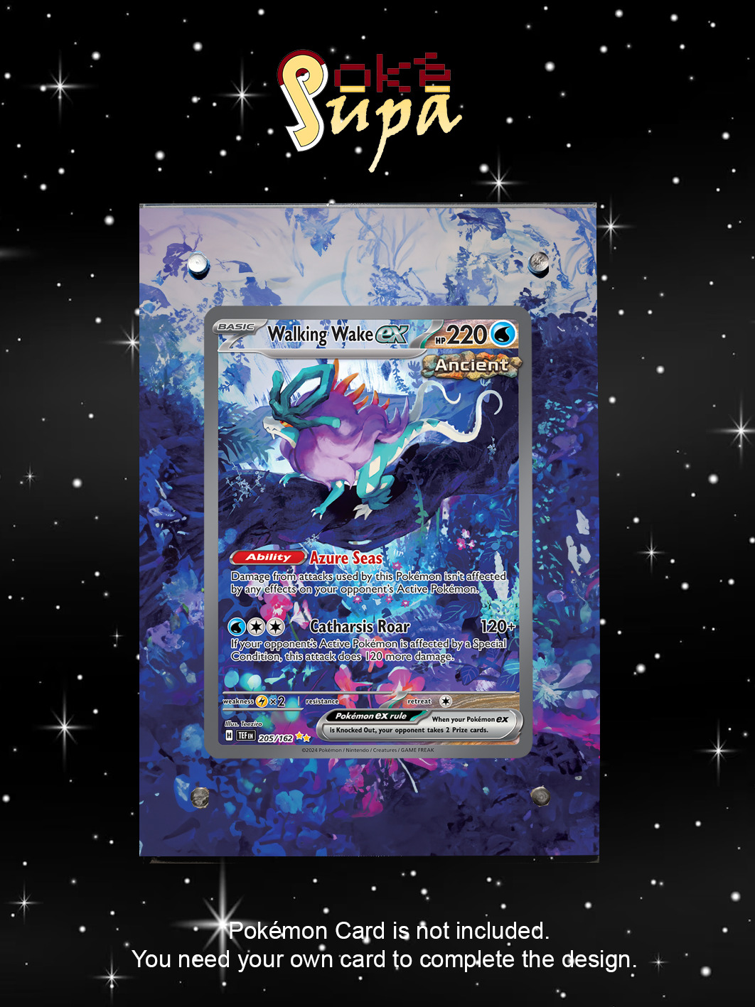 Walking Wake Ex 205/162-Pokémon Temporal Forces-Magnetic Card Case+Artwork+Stand
