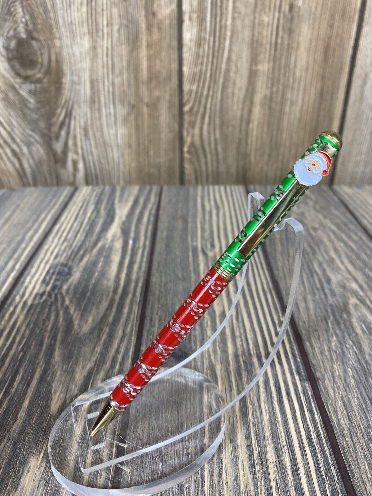 Vintage Red Green Santa Christmas Pen