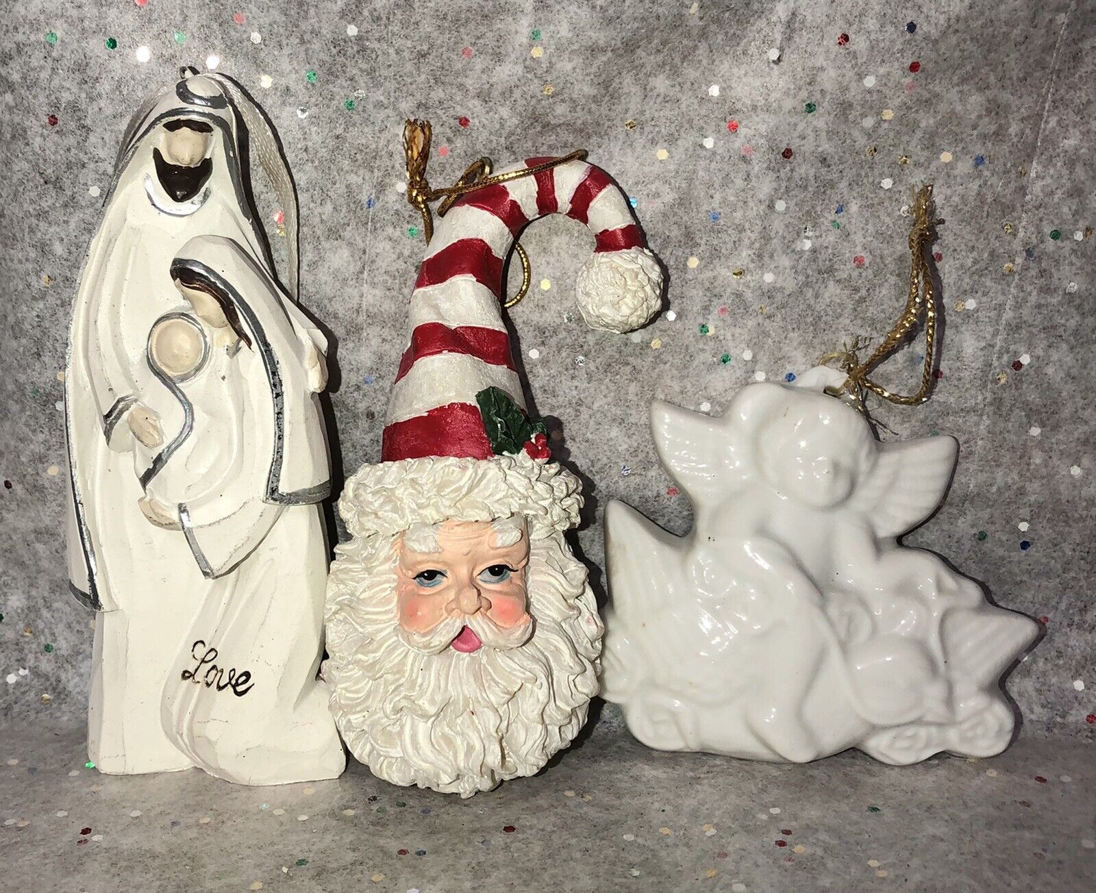 Vintage Christmas ornaments bundle Santa Nativity Angel  Christmas in July Sale