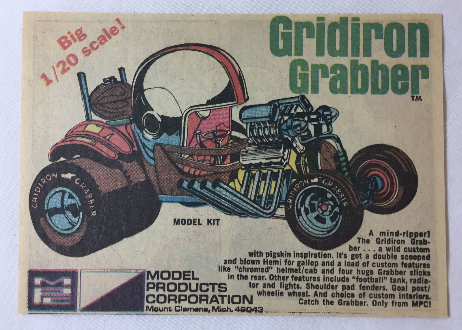 1971 MPC model kits ad ~ GRIDIRON GRABBER