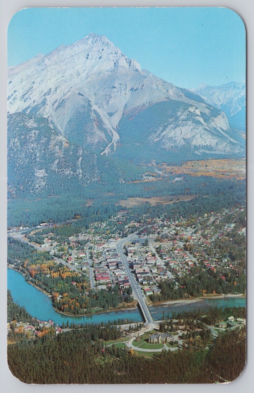 Banff Alberta Canada, Cascade Mountain, Aerial View, Vintage Postcard