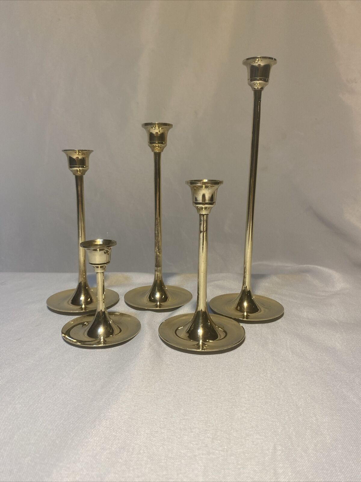 Brass Candlestick Holders Graduated Sizes