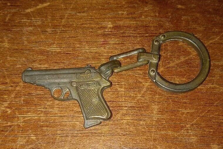 VINTAGE Walther PP Pistol Metal Keychain Charm Pendant Promotional RARE 