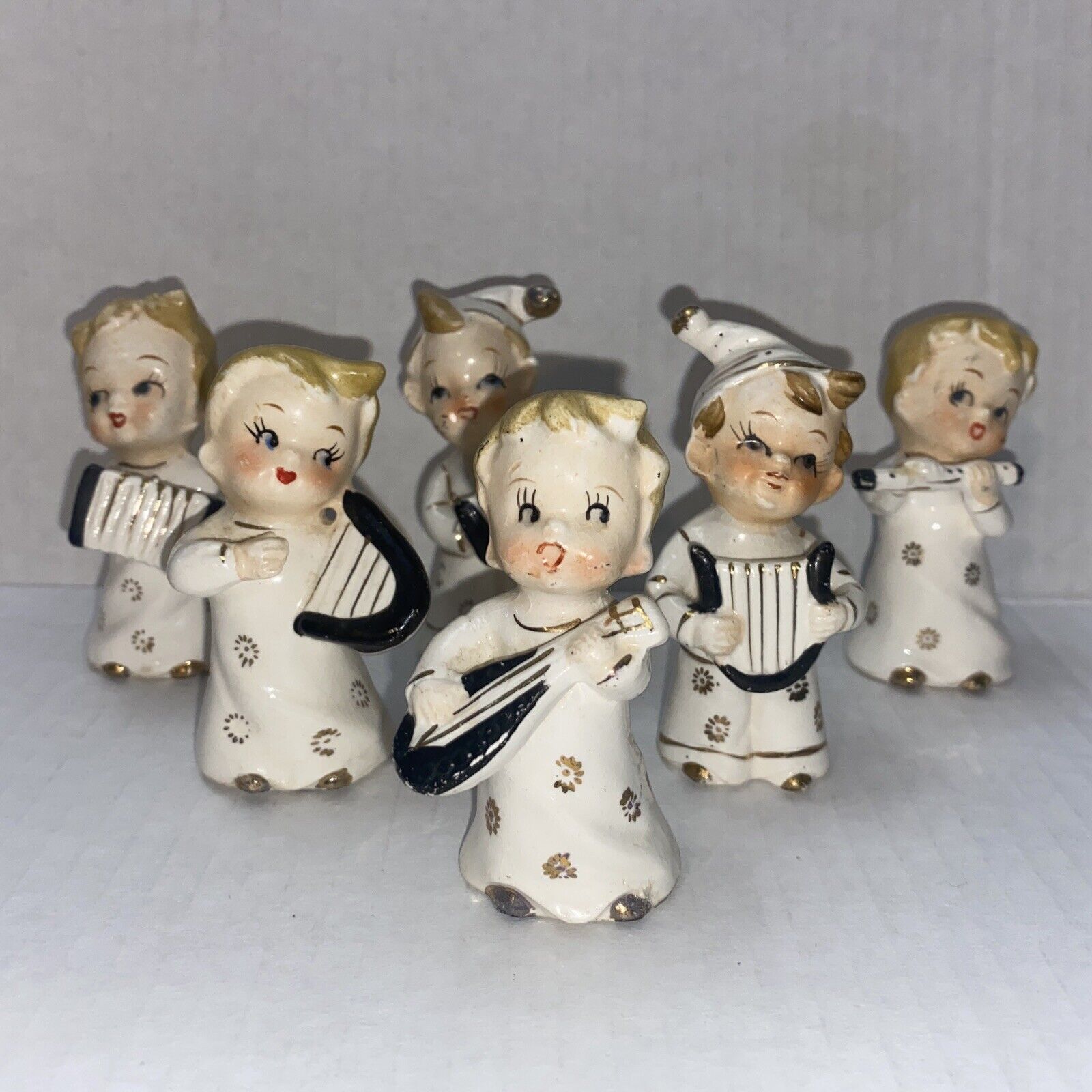 Set of 6 Ucagco Japan Vintage 60’s Ceramic Boy Band Figurines