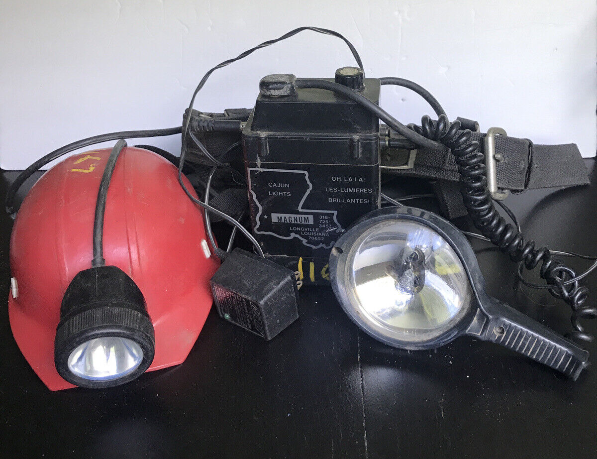 Vintage Apex Bump Cap WorkIng Head GE Lamp Harness Magnum Battery Matching #