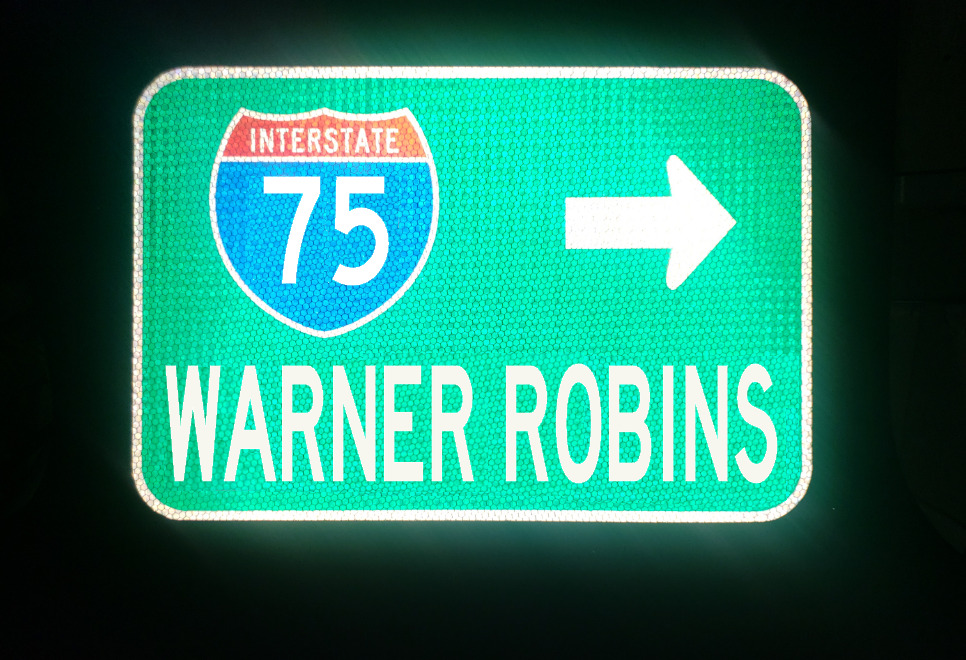 WARNER ROBINS Interstate 75 route road sign - Georgia, Atlanta Braves MLB