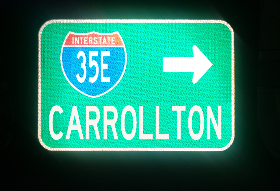 CARROLLTON Interstate 35E route road sign - Texas, Dallas, Fort Worth, Irving