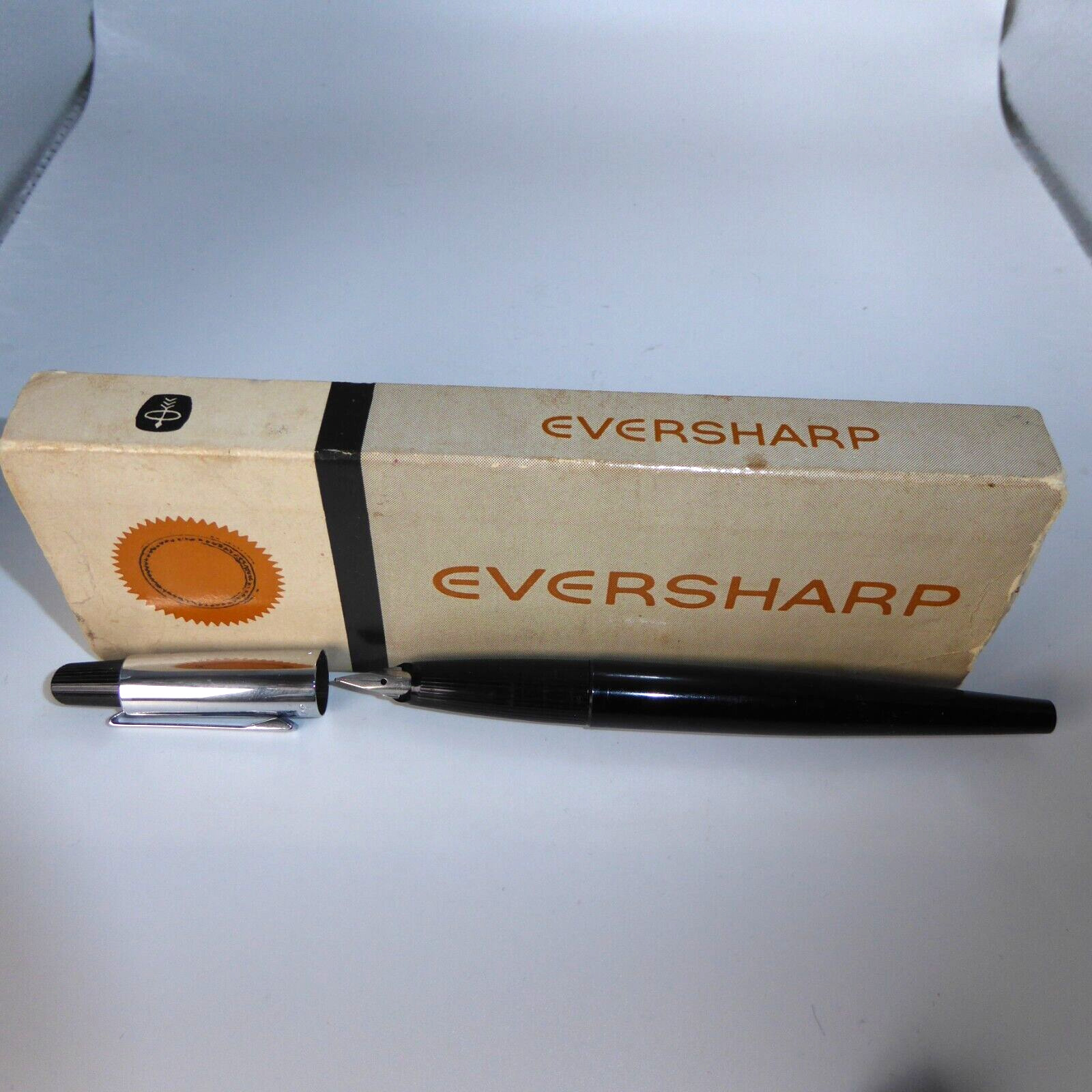 Rare VTG c1960 EVERSHARP Silver Tone 10.000 Cartridge Fountain Pen 7001-S W Box