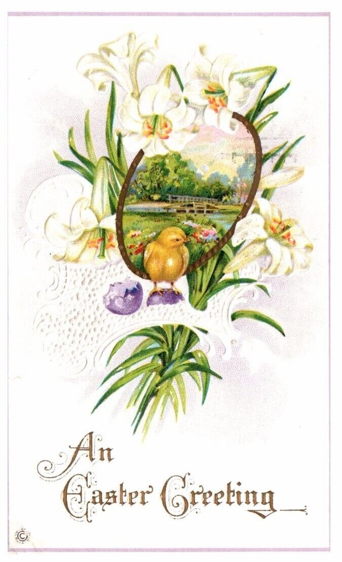 AN EASTER GREETING.VTG 1915 EMBOSSED POSTCARD*A23