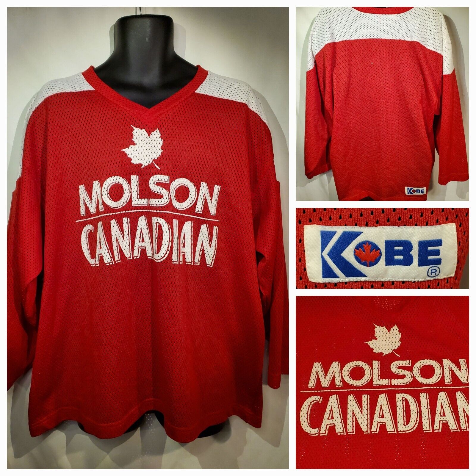 Vintage Molson Canadian Hockey Jersey Size XL Kobe Jersey Team Canada Maple Leaf