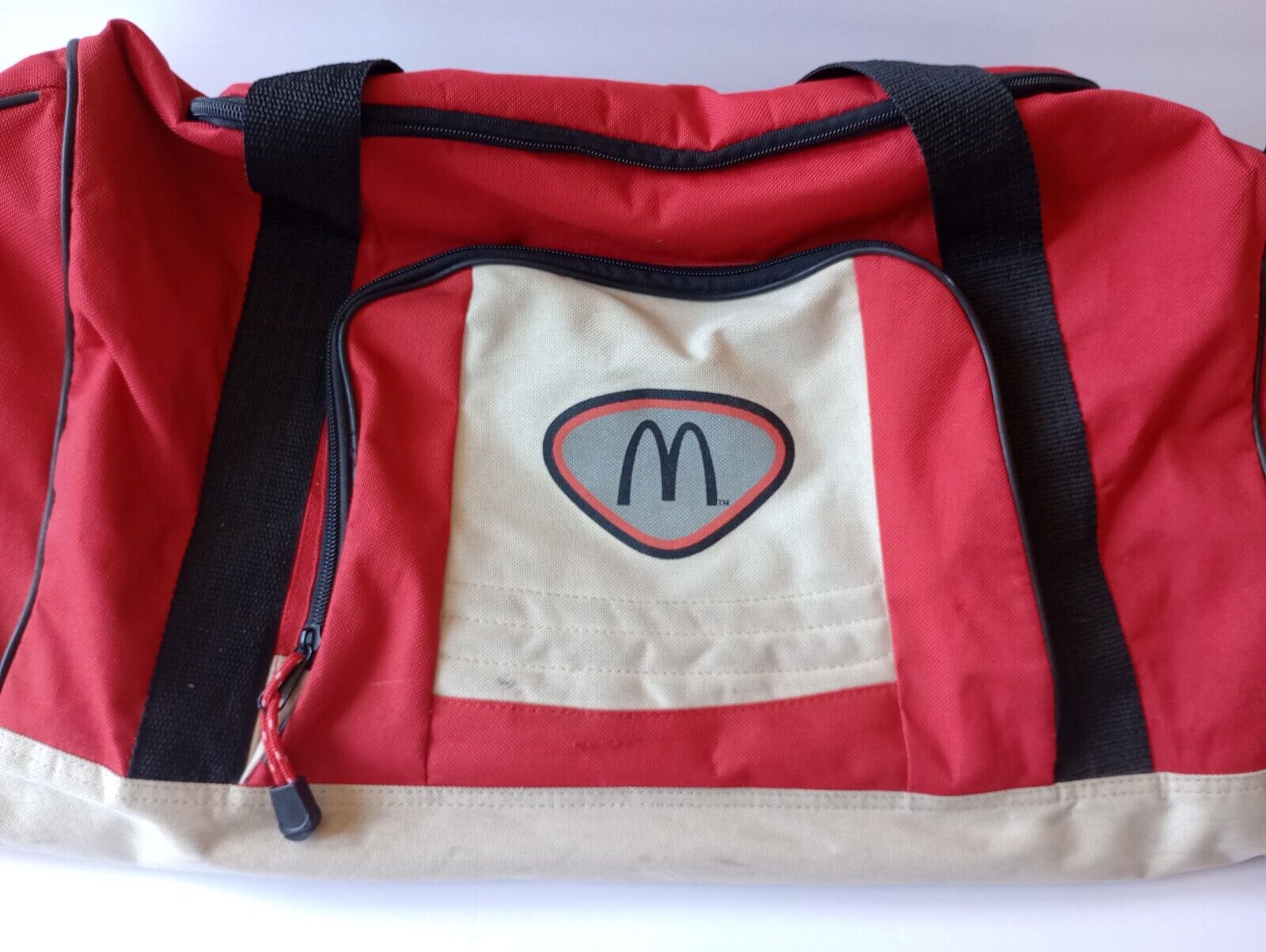 Rare Vintage McDonald\'s LARGE Sports Gym Travel Duffel Bag Multi Pocket RED