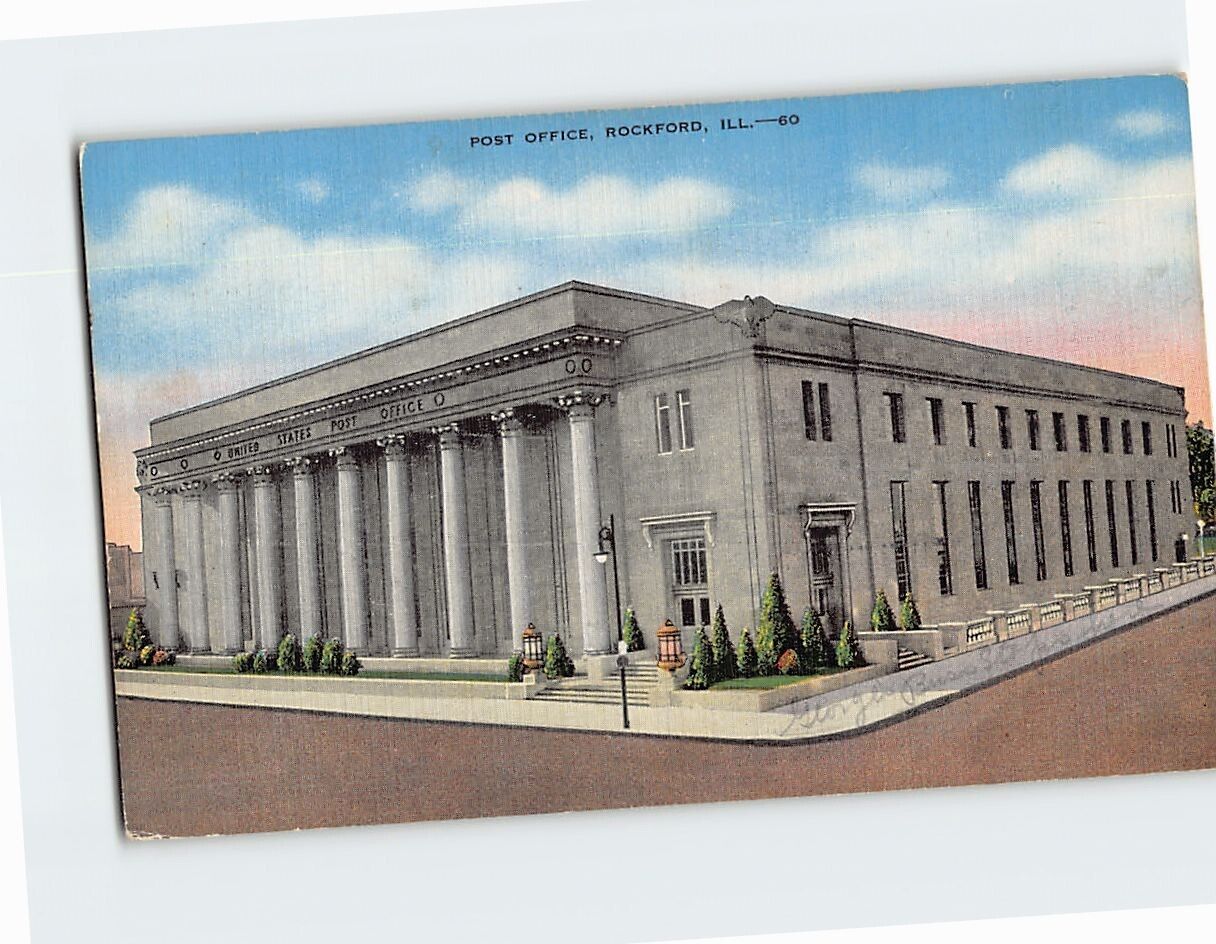 Postcard Post Office Rockford Illinois USA