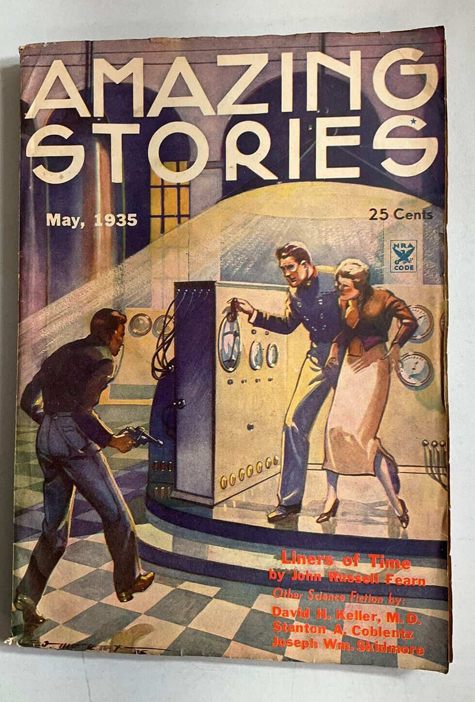 Amazing Stories May 1935 John Russell Fearn, Stanton A. Coblentz, Morey Cover