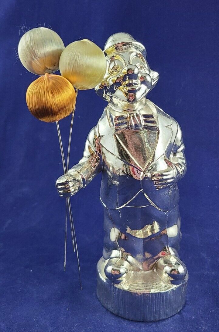 Vintage Leonard Silver-plate Clown Bank With Balloons
