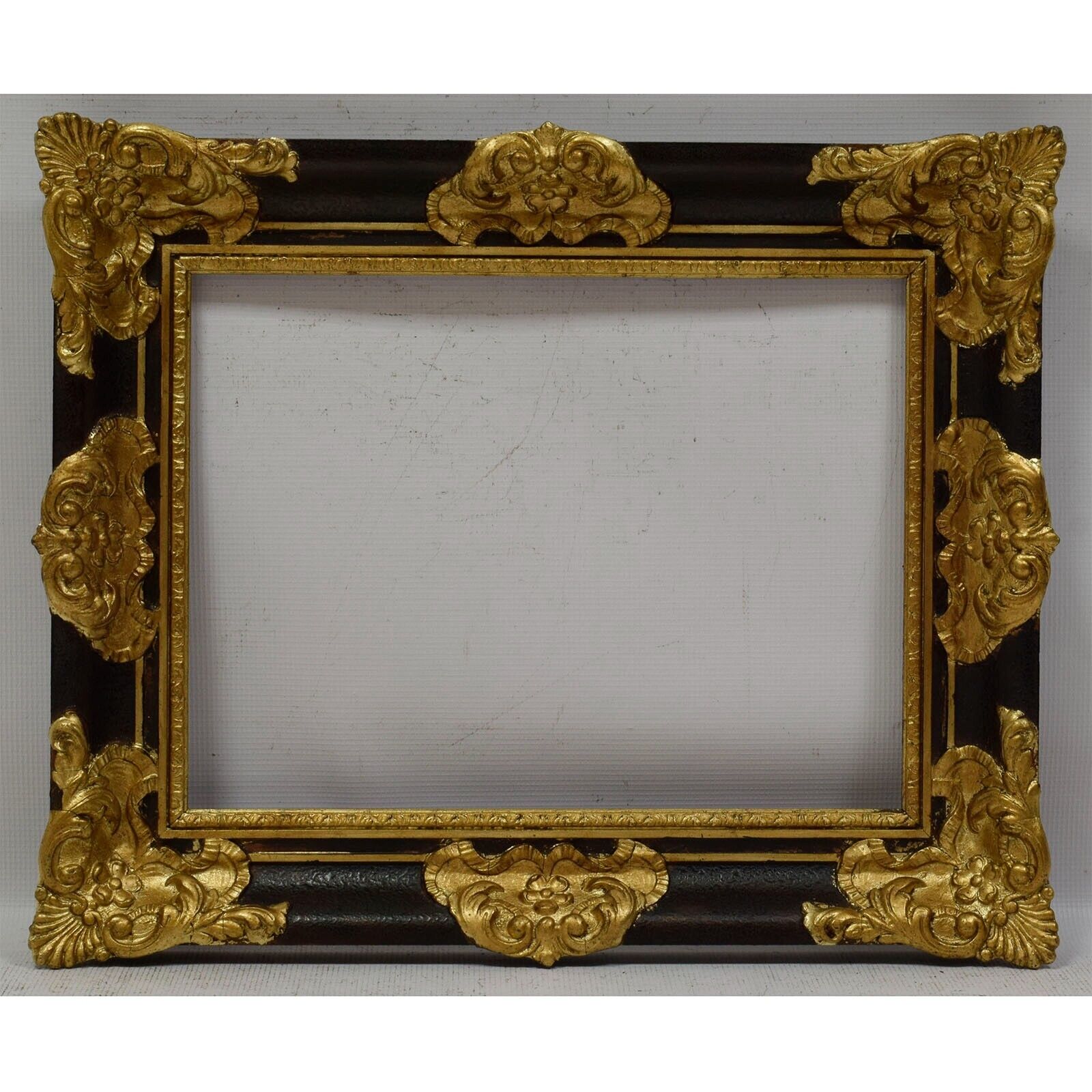 Ca. 1900-1920 Old wooden frame with metal leaf Internal: 16.1x12.2 in