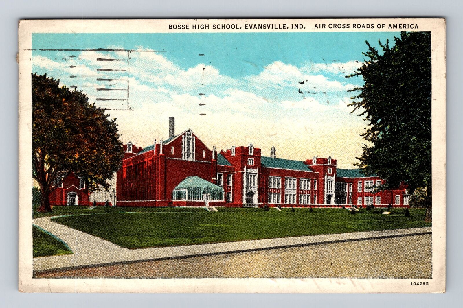 Evansville IN-Indiana, Bosse High School, Antique Souvenir Vintage Postcard