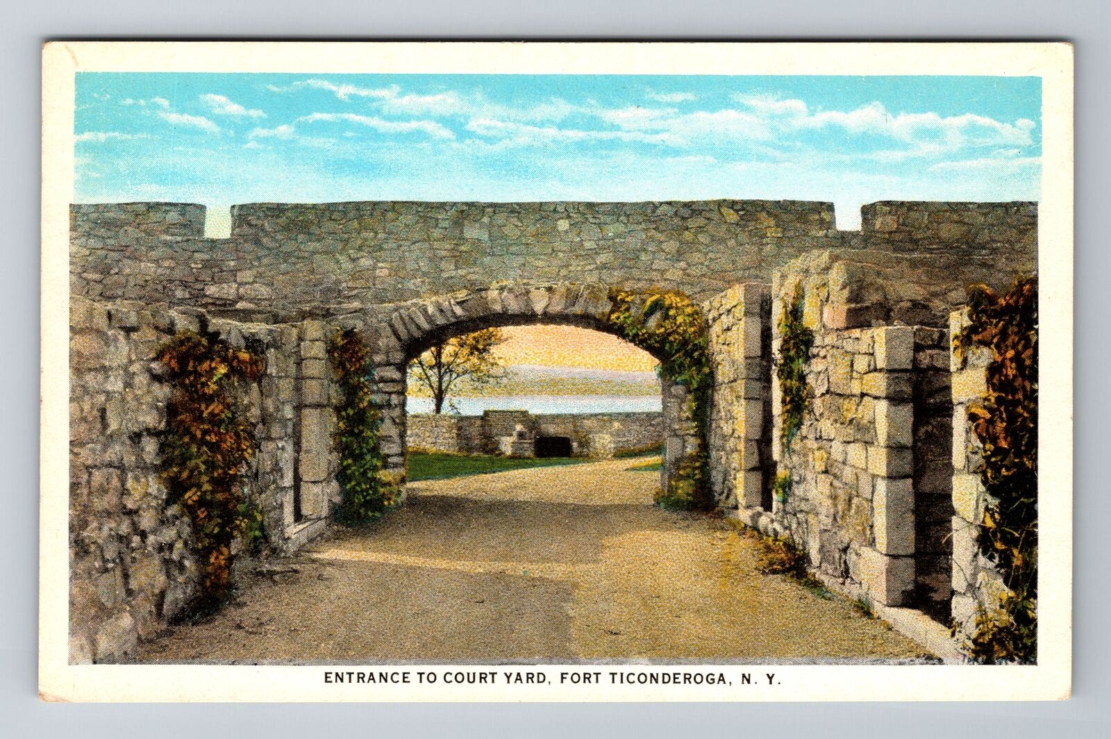 Fort Ticonderoga NY-New York, Entrance To Court Yard, Antique, Vintage Postcard