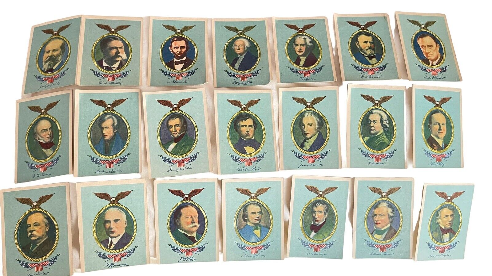 Vintage 21 President Cards Eagle Flag 4 1/4