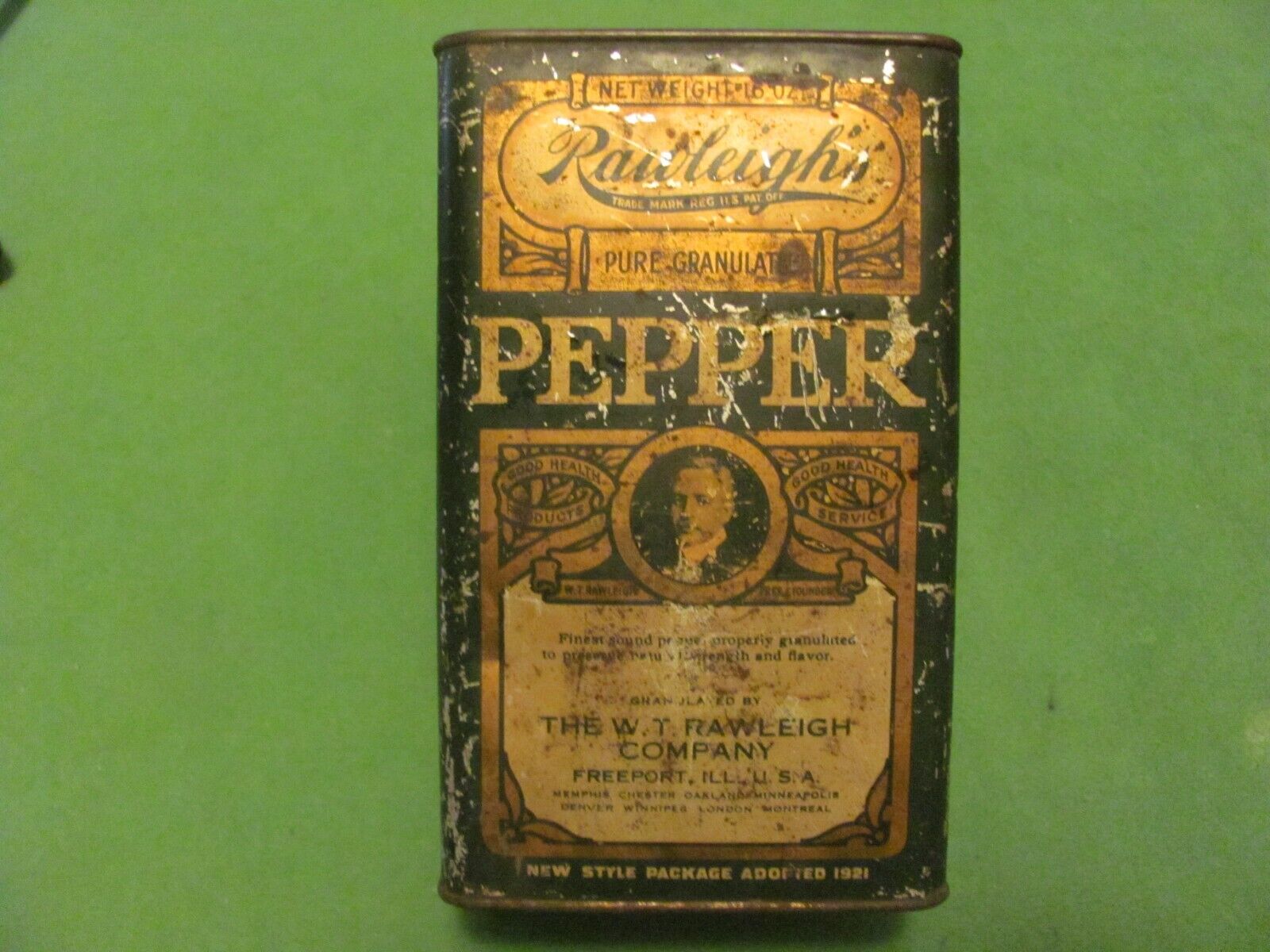 Vintage Rawleigh’s Pure Granulated Pepper Tin.
