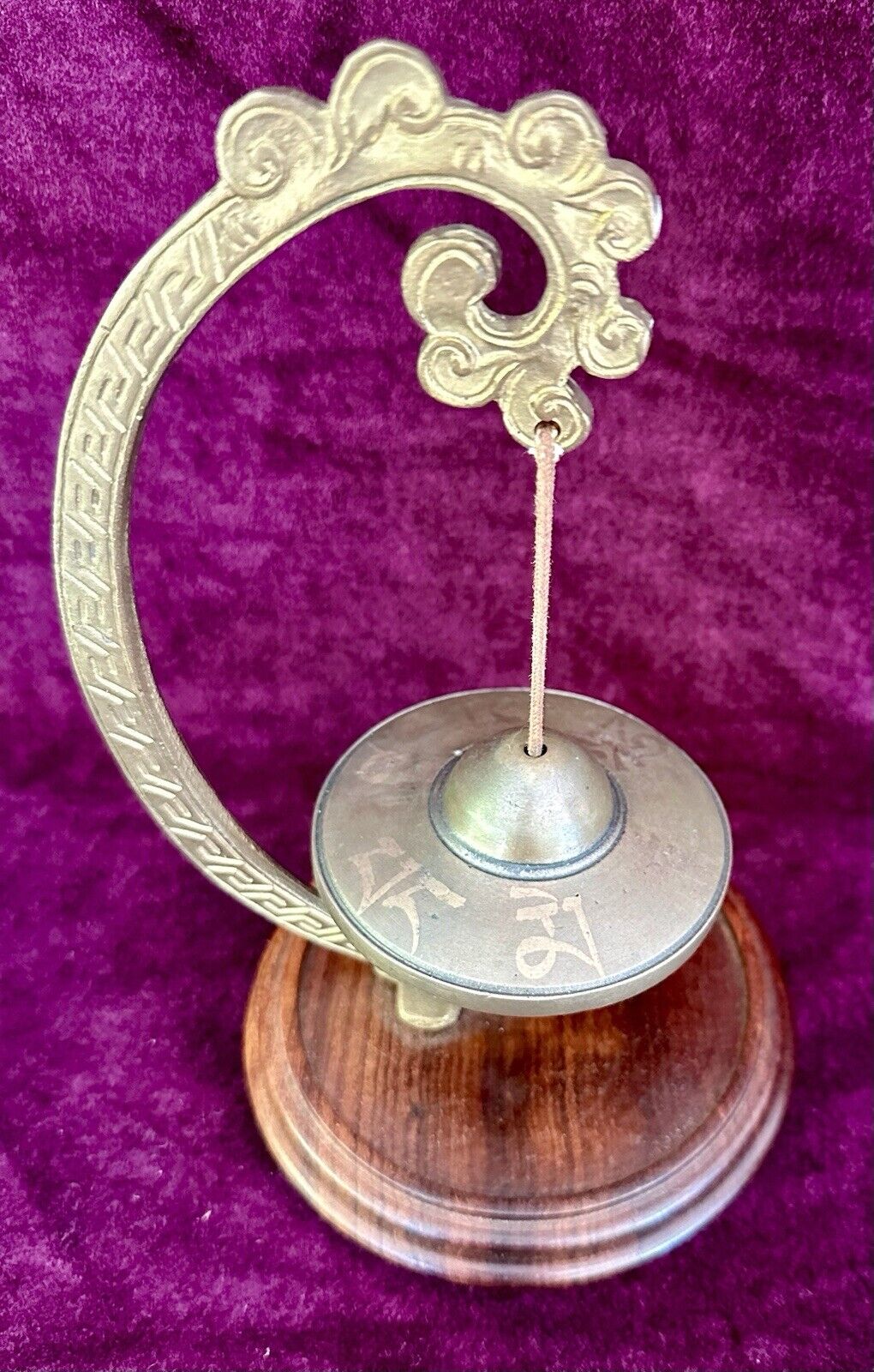 Vintage Tibetan Buddhist Meditation Instrument Bell Chime On Pedestal