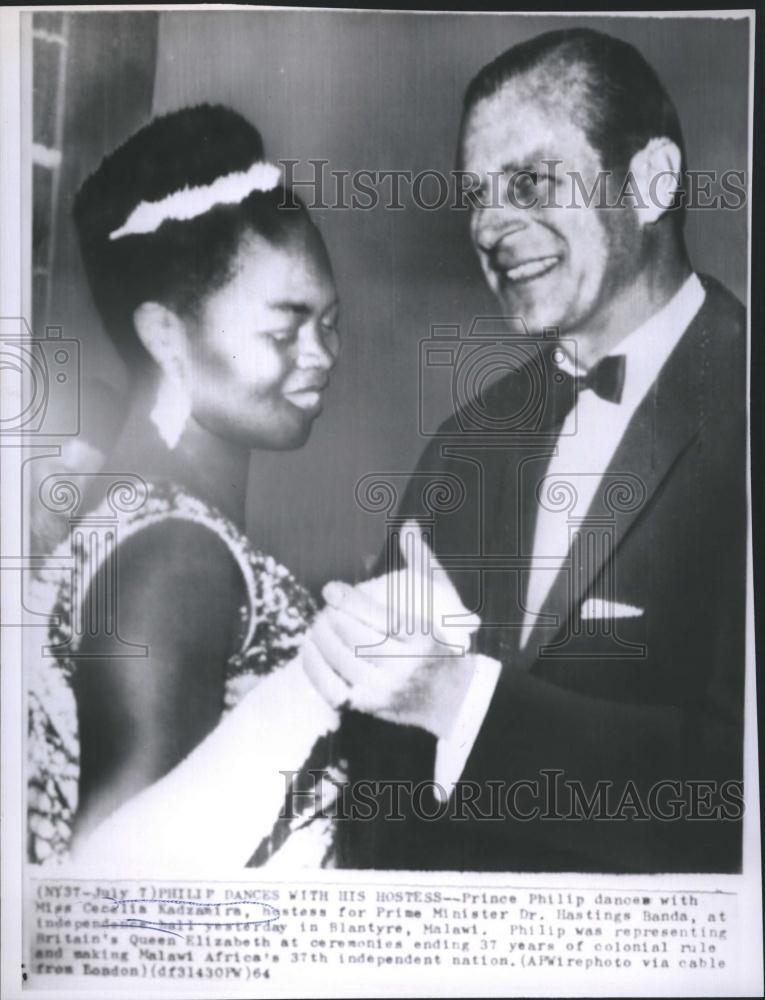 1964 Press Photo Prince Philip dance with Ms. Cecilia Kadramira
