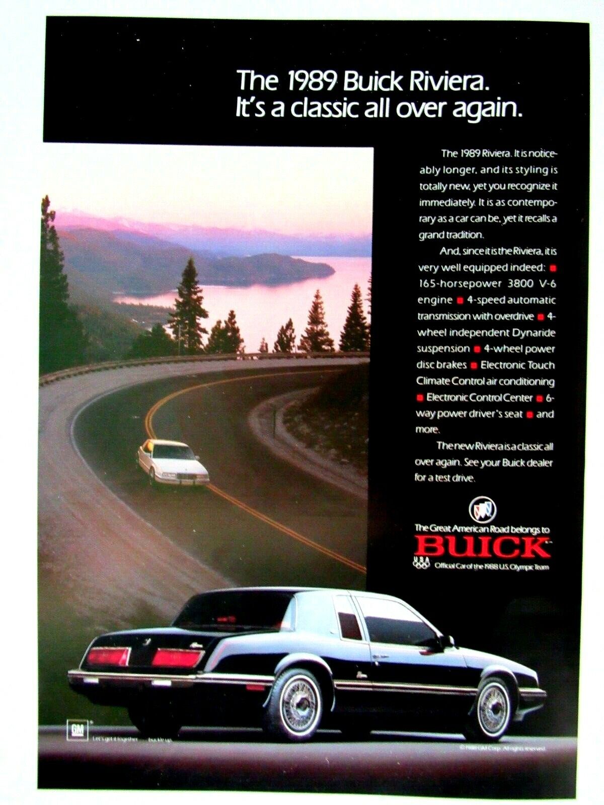 1989 Buick Riviera Vintage A Classic  ALL Over Again Original Print Ad 8.5 x 11