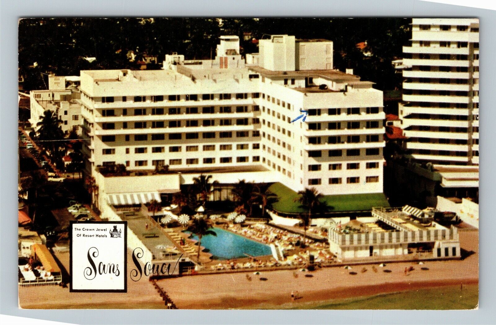 Miami Beach FL, The Sans Souci Hotel Florida c1960 Vintage Postcard