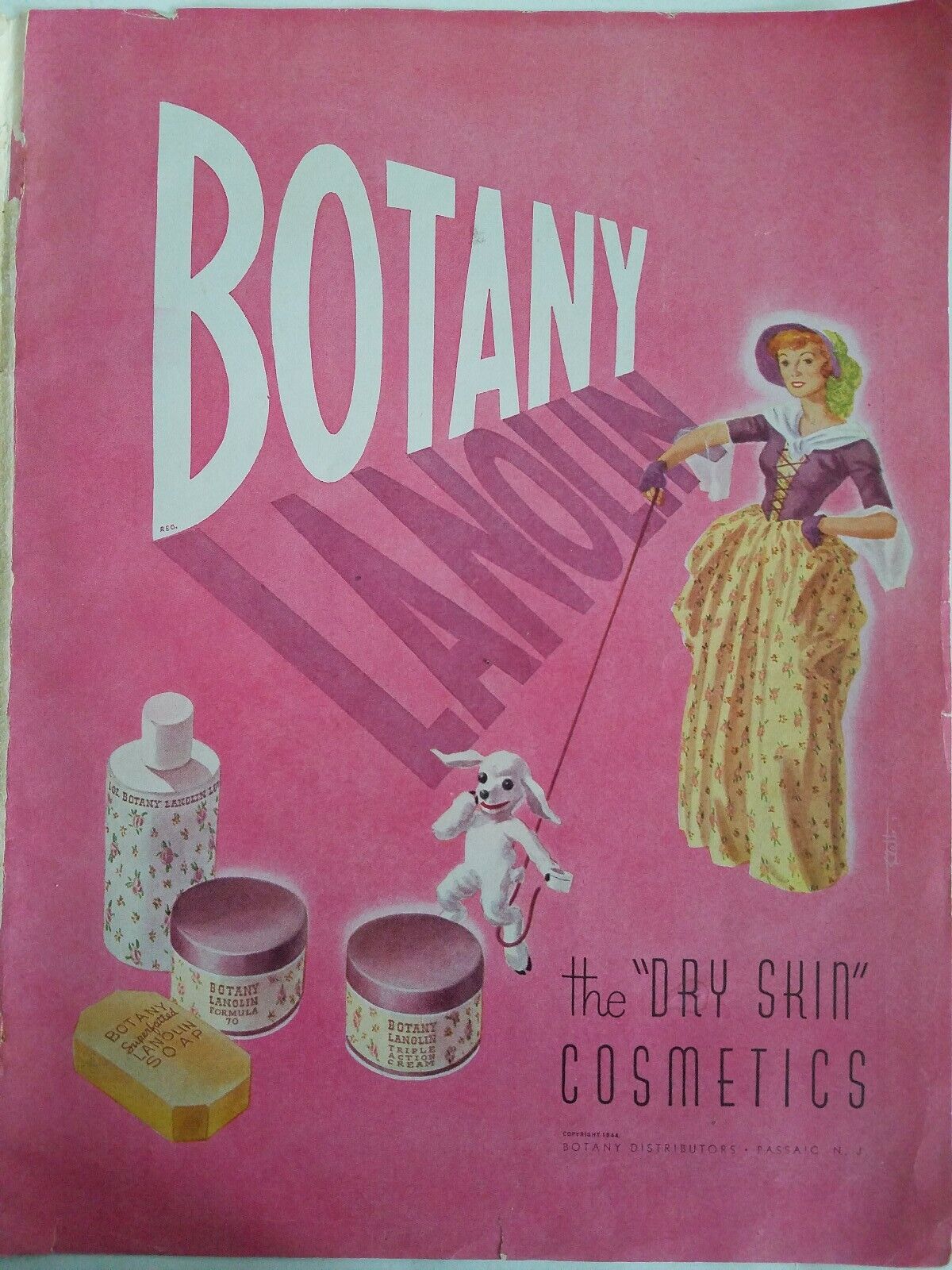 1944 Botany soap dry skin cosmetics vintage fragrance lamb art ad