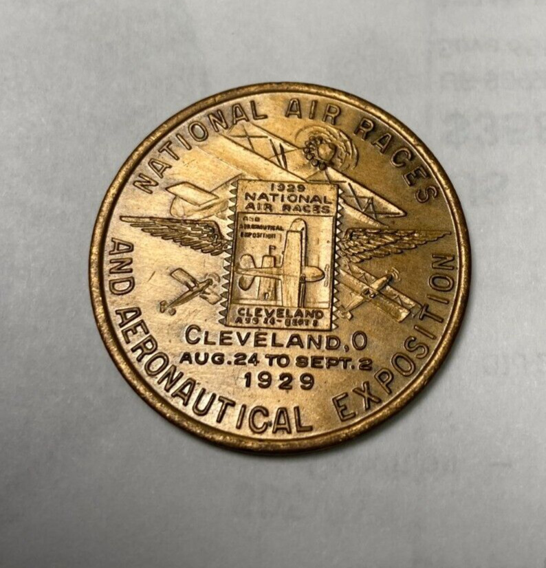 1929 NATIONAL AIR RACES CLEVELAND OHIO SOUVENIR COIN TOKEN uncirculated