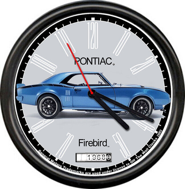 Licensed 1968 Pontiac Firebird Blue Muscle Car Retro General Motors Wall Clock