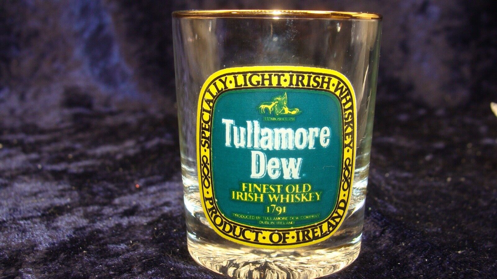 TULLAMORE DEW FINEST OLD IRISH WHISKEY 1791~ Shot Glass ~ 2.25” ~ VGC ~