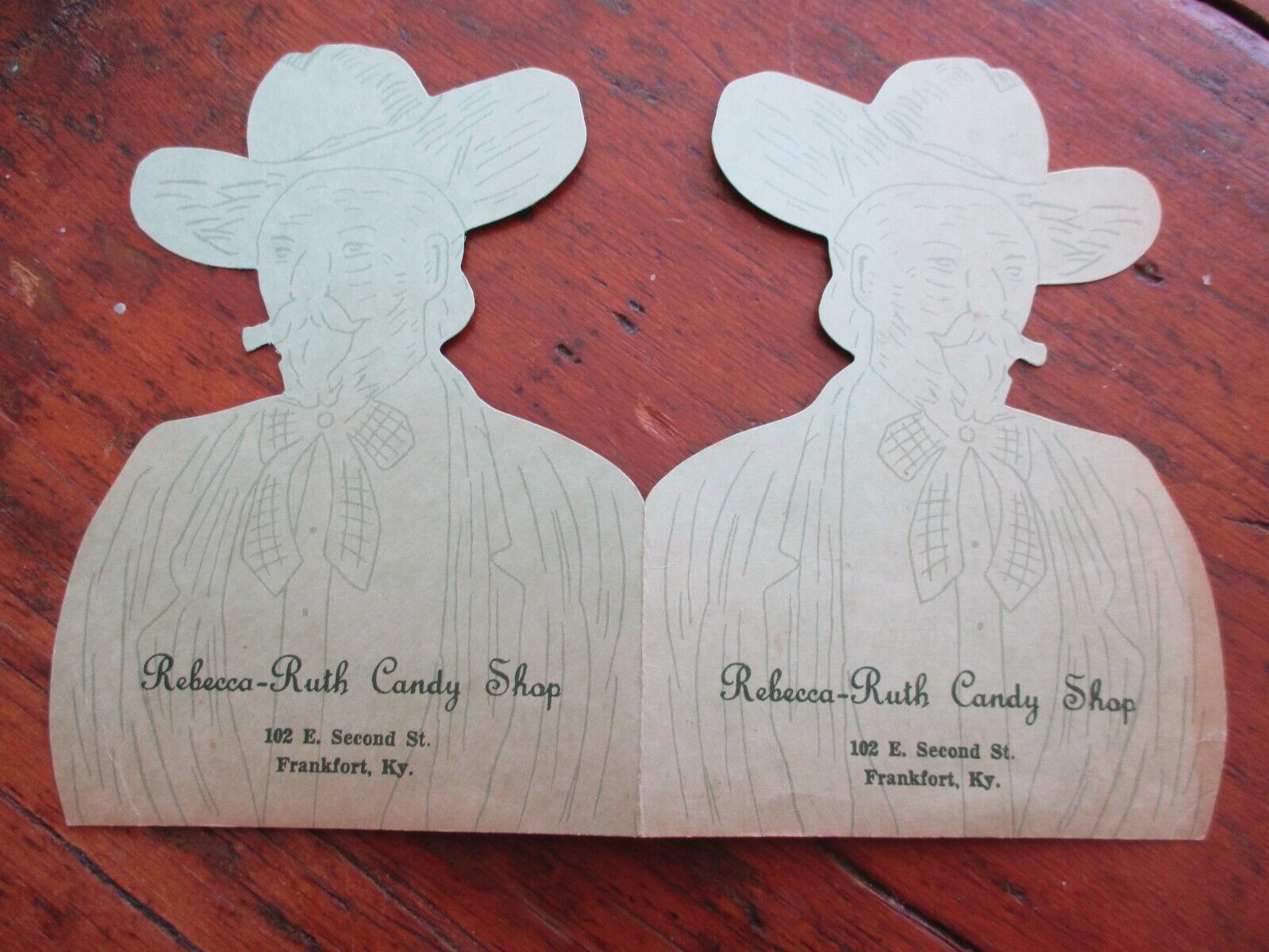 vintage REBECCA RUTH CANDY SHOP FRANKFORT KENTUCKY die cut colonel price list