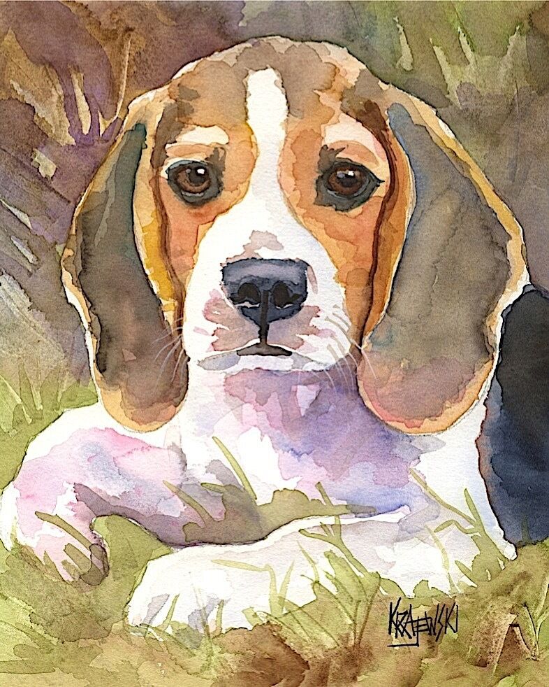 Beagle Art Print from Painting | Beagle Gifts, Poster, Picture, Home Decor 11x14
