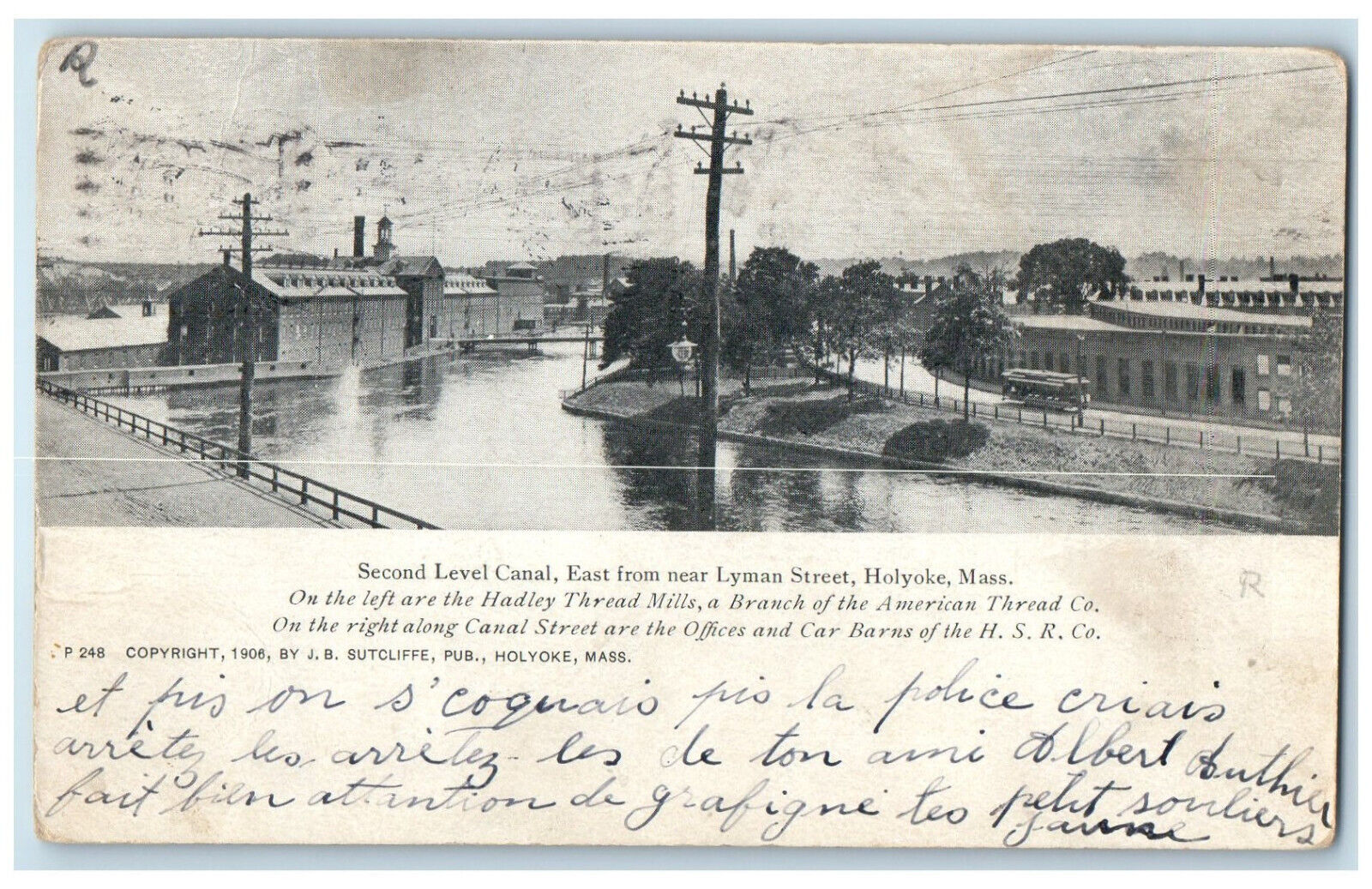 1906 Second Level Canal East from Near Lyman Street Holyoke MA Postcard