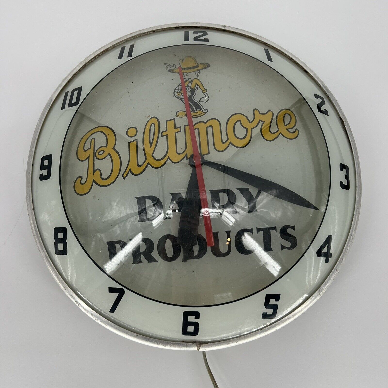 Biltmore Dairy Products Bubble Light Advertising Clock Tested & Working Rare 