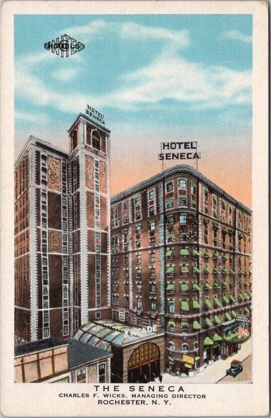 c1930s Rochester, New York Postcard THE SENECA HOTEL Street View / KROPP Unused