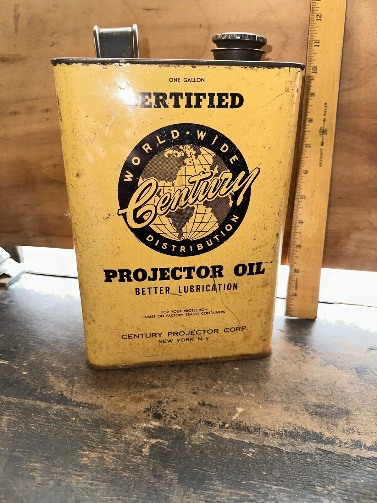 Vintage 1 Gallon Advertising Century Projector Oil Can New York