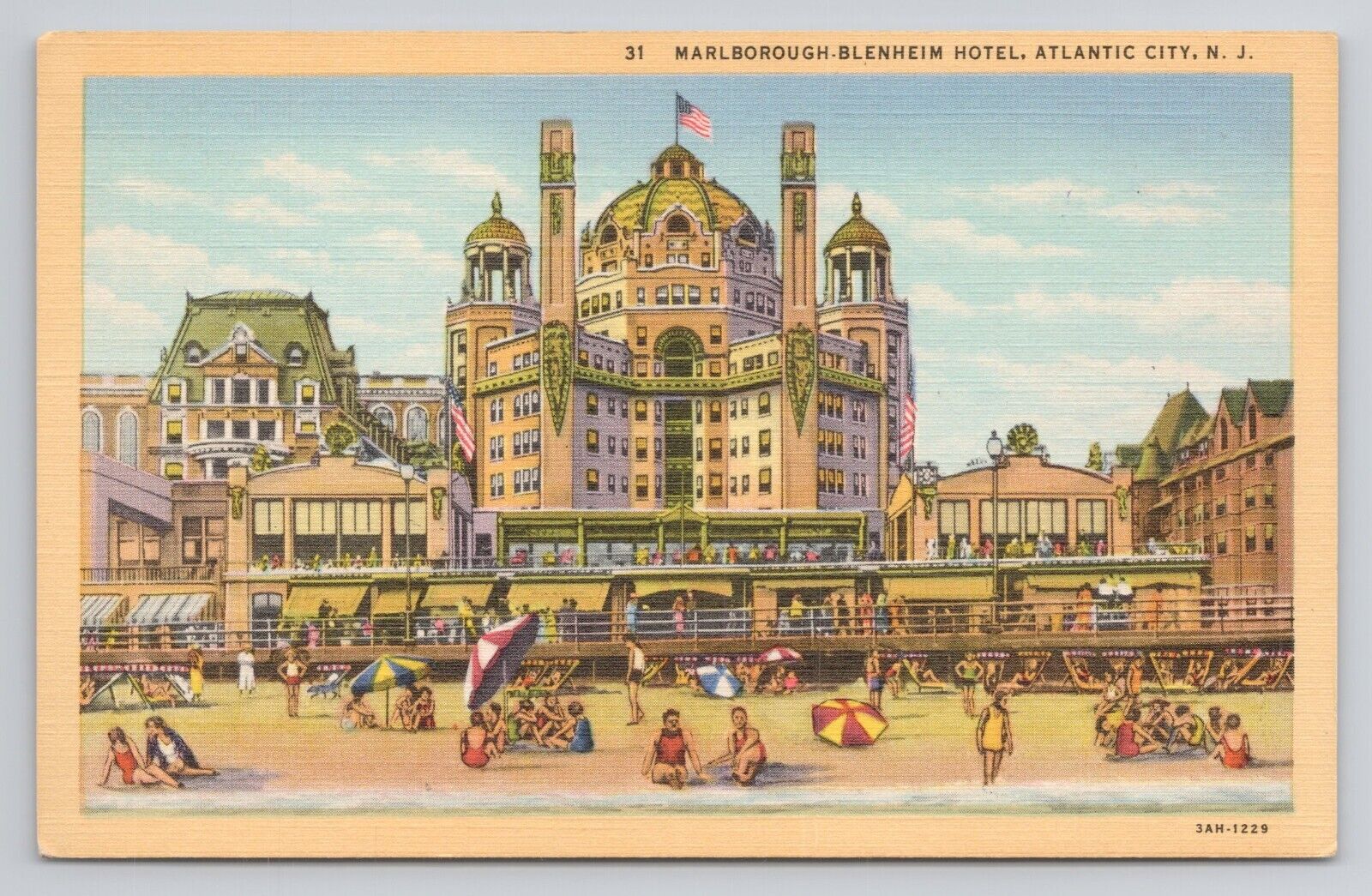 Postcard Marlborough Blenheim Hotel Atlantic City New Jersey