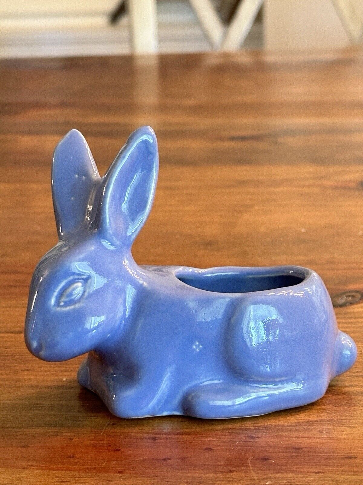 Vintage Ceramic Niloak Pottery Blue Bunny Rabbit Planter RARE