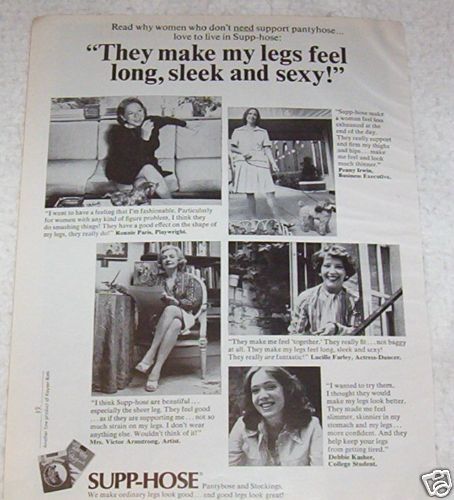 1975 print ad page - Supp-Hose Pantyhose hosiery Lucille Farley long sleek sexy
