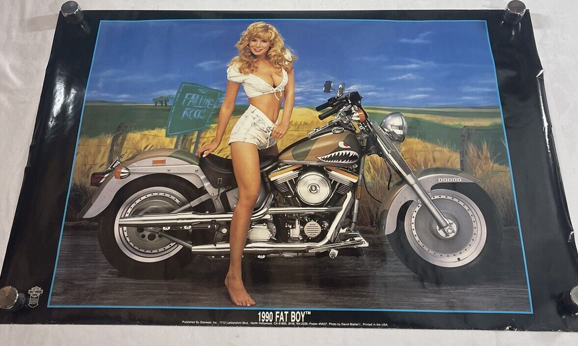 Harley Davidson - Fat Boy 1991 Motor Cycle Poster 36x24” Pinup man cave garage