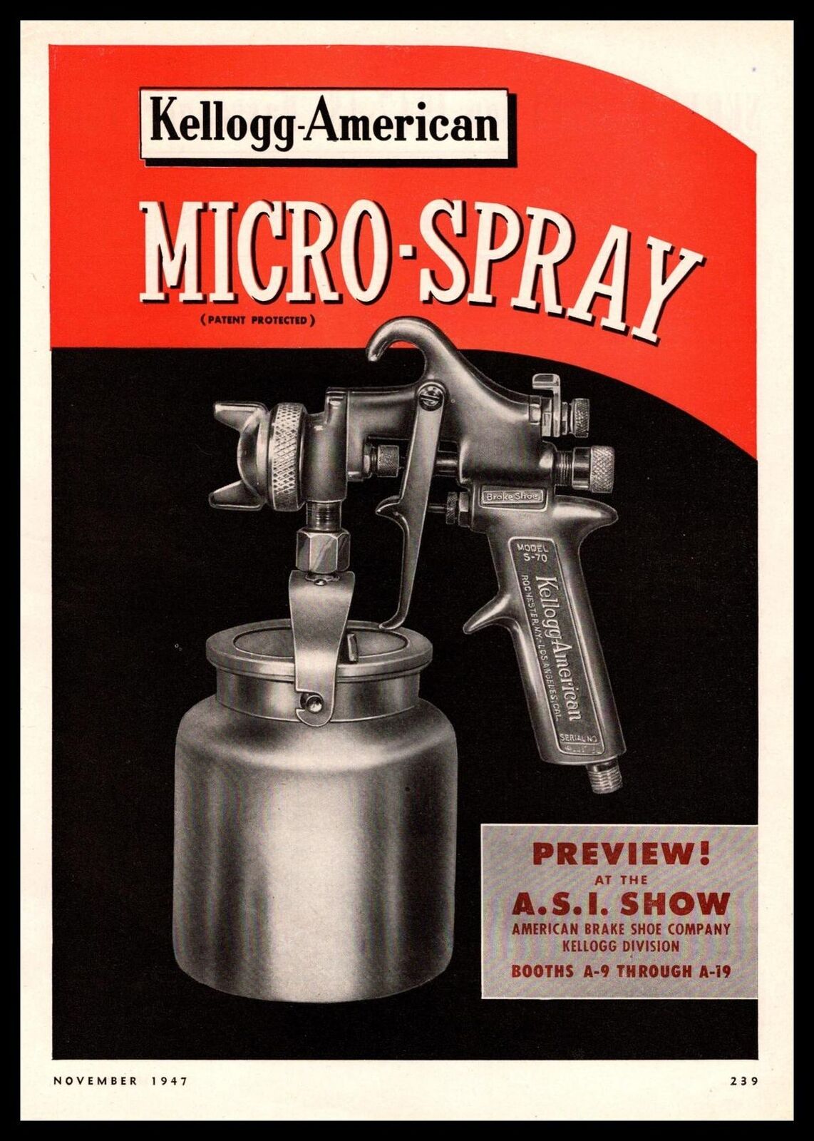 1947 Kellogg-American Micro-Spray American Brake Shoe Company Vintage Print Ad