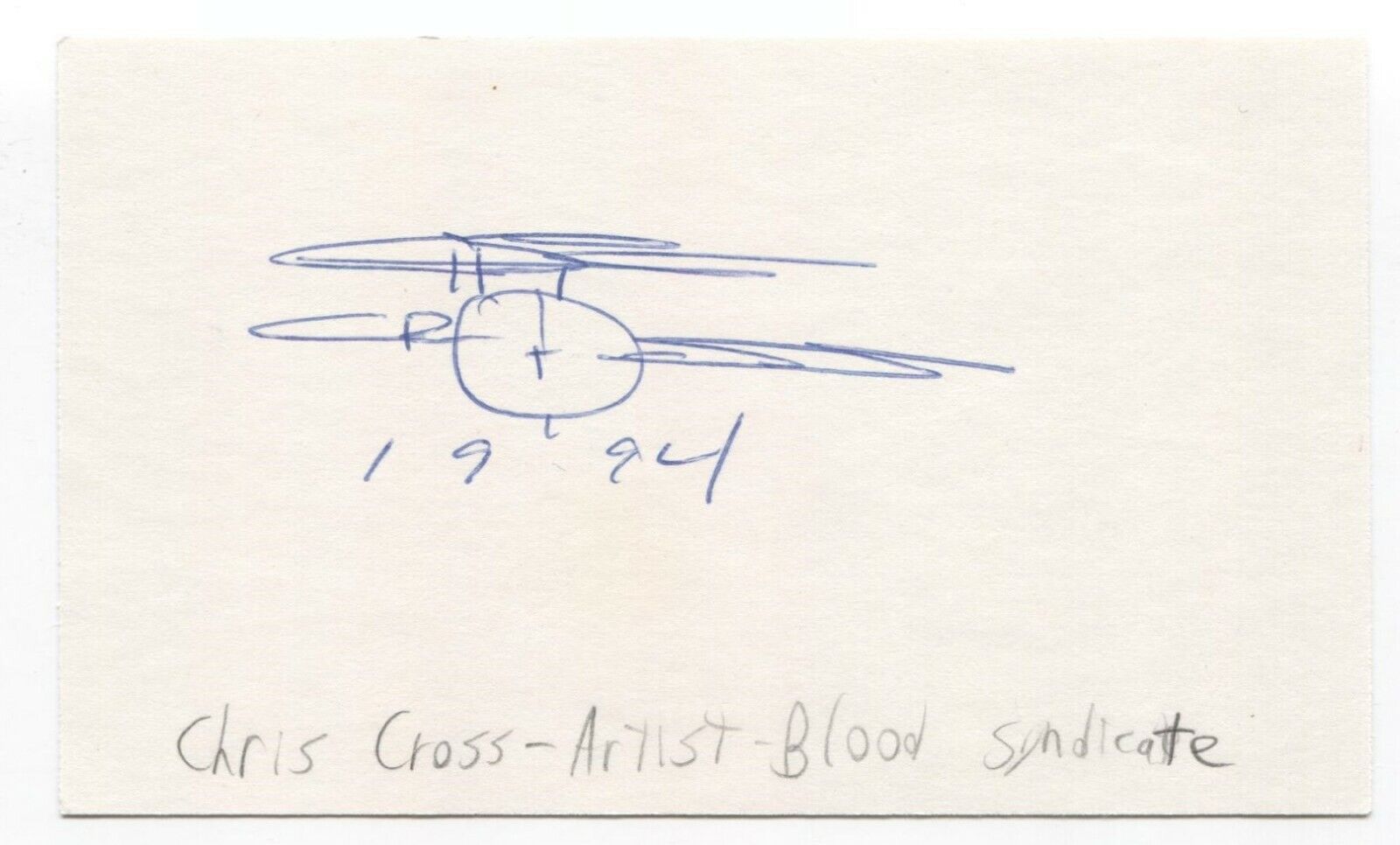 Chris Cross Signed Index Card Autograph Signature Comic Artist Blood Syndicate