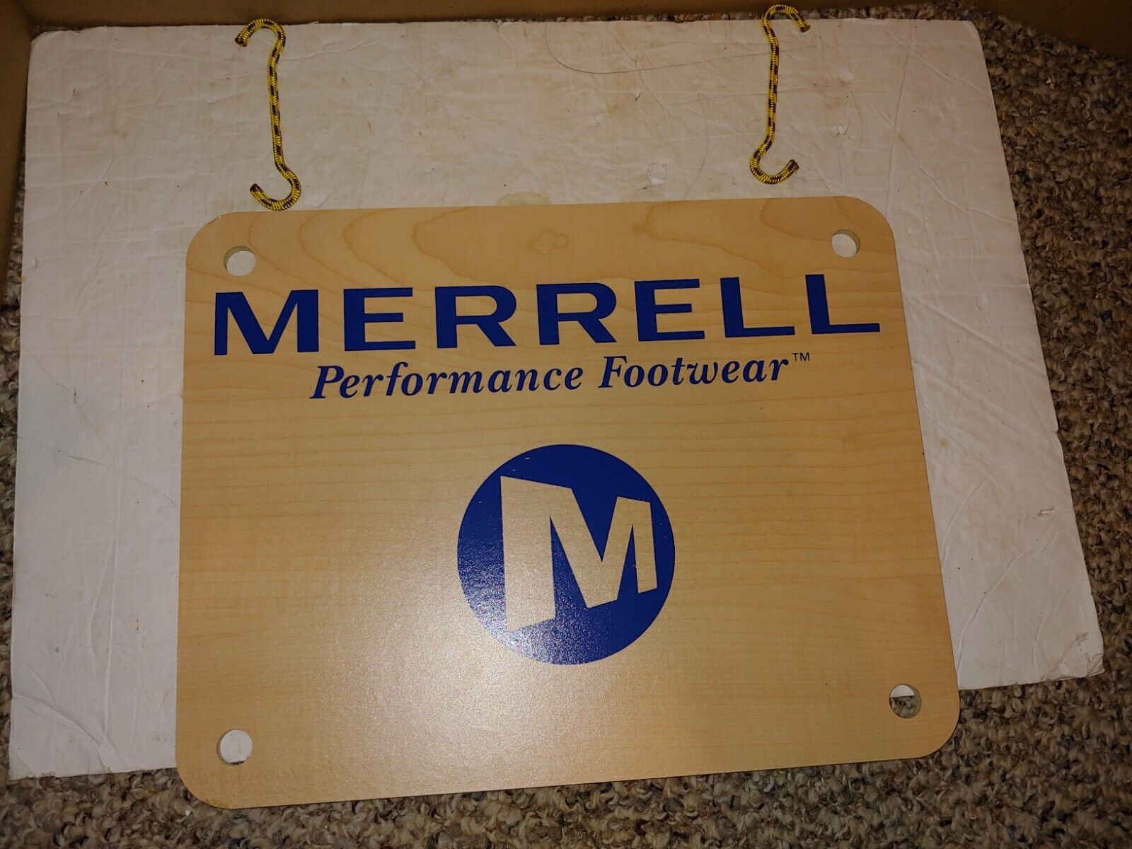 Vintage 1990\'s/2000s Merrell Performance Footwear Retail Store Sign,2-Sided,Wood