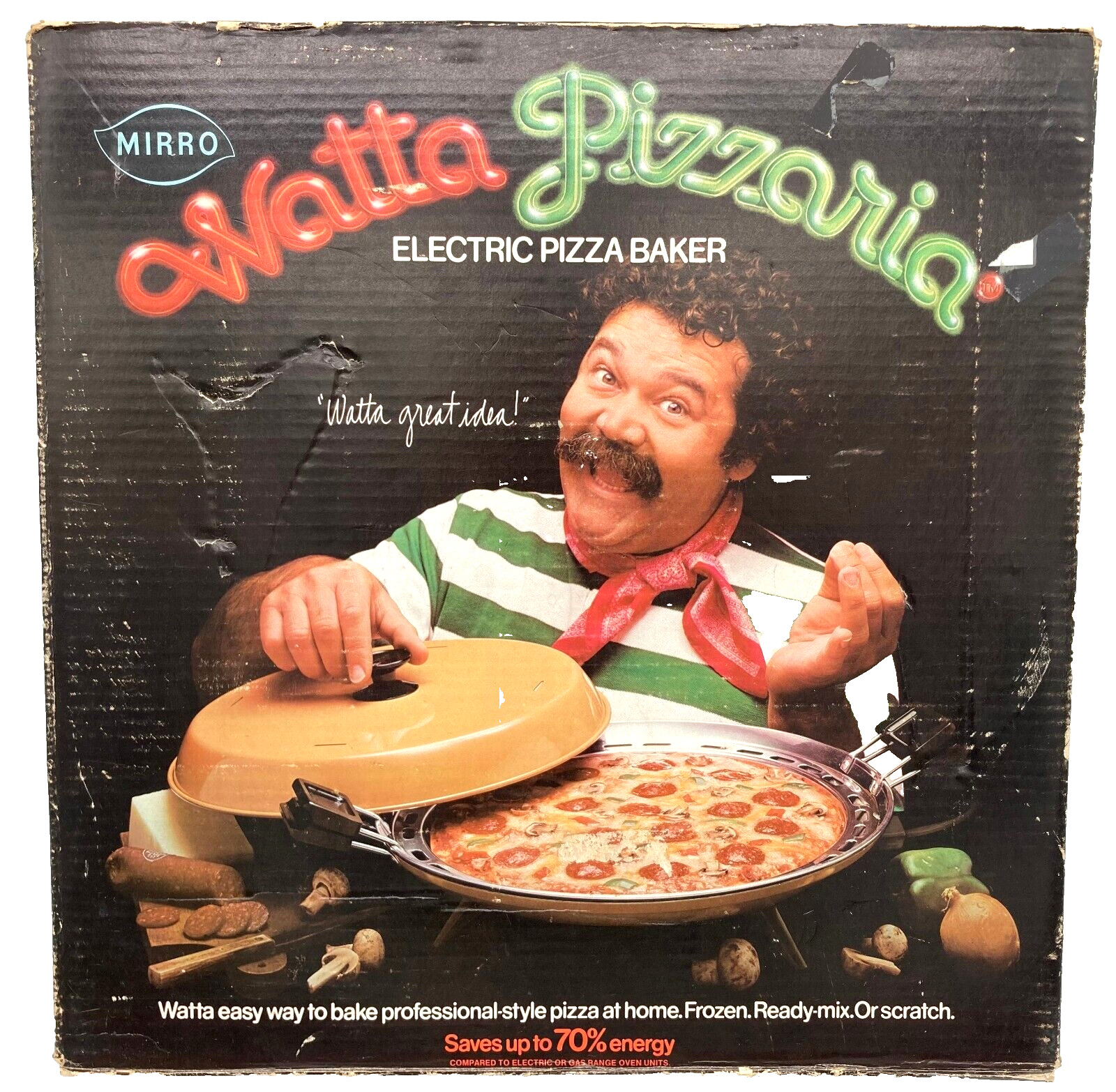 VTG 1970s Mirro WATTA PIZZARIA Electric Pizza Maker W/ Box TESTED Working