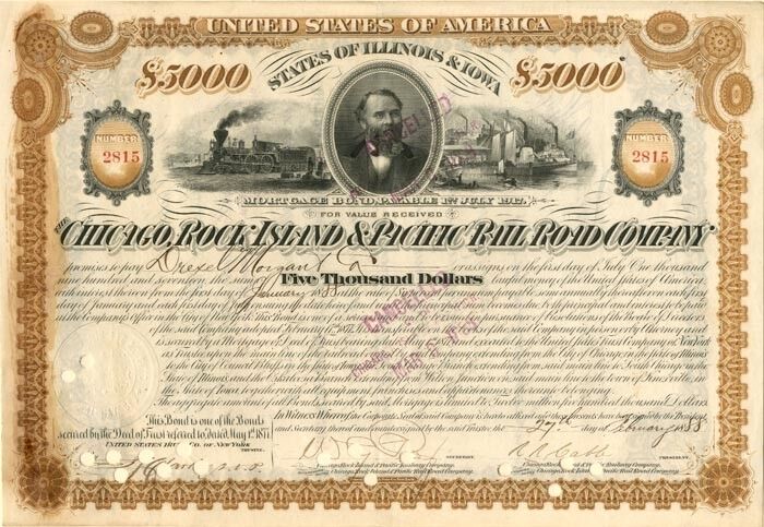 Chicago, Rock Island and Pacific Railroad Co. Bond - Issued to Drexel Morgan and