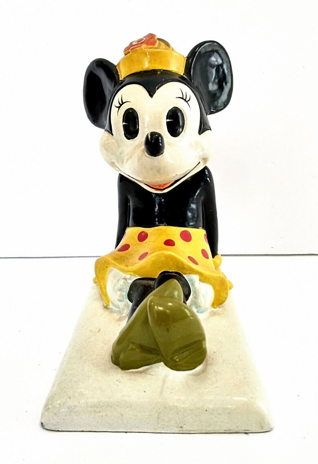 DISNEY Vintage 1970 Mickey & Minnie Mouse Bookend Japan