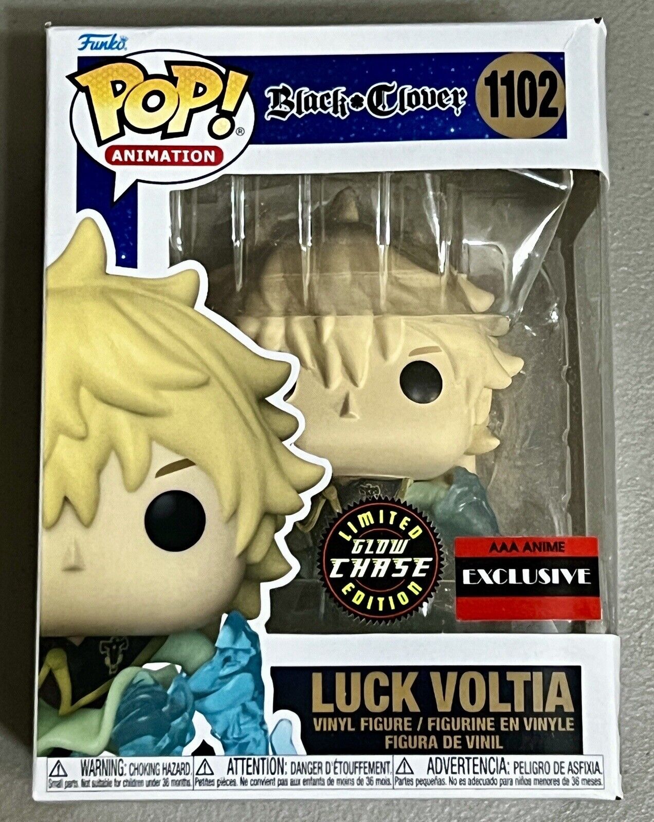 Luck Voltia CHASE AAA Anime Exclusive Black Clover Funko POP #1102 Damaged Box